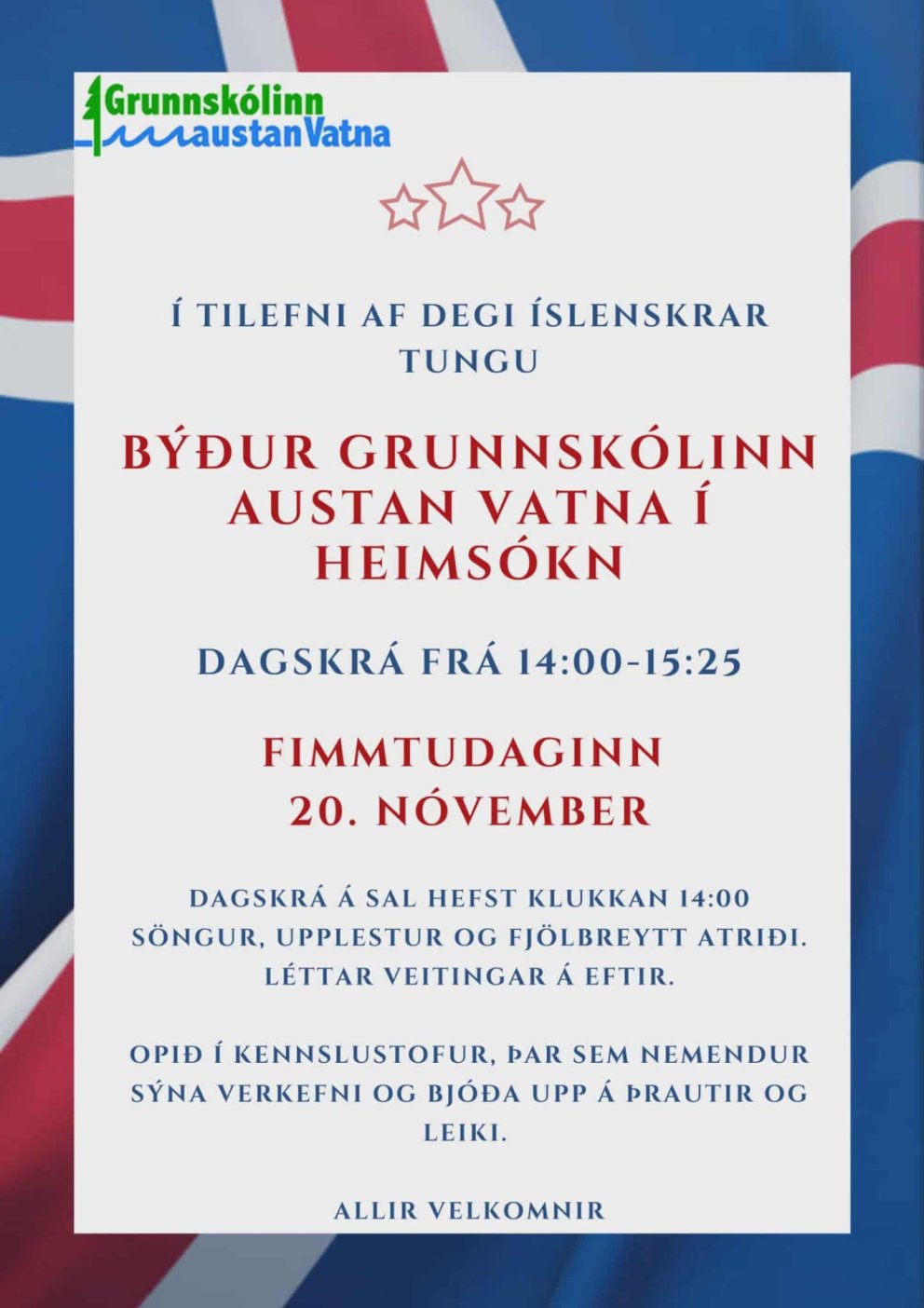 Vika íslenskunnar er ný hefð í mótun í Grunnskólanum austan Vatna