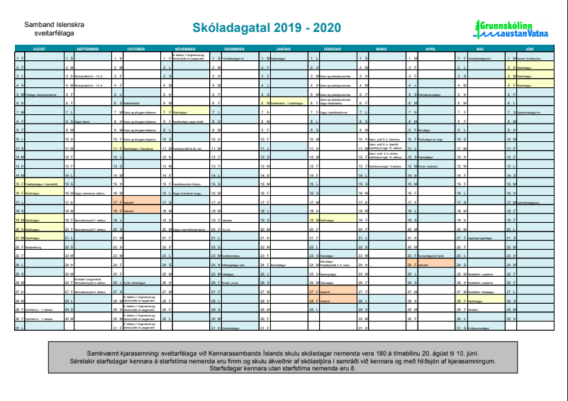 Breytingar á skóladagatali