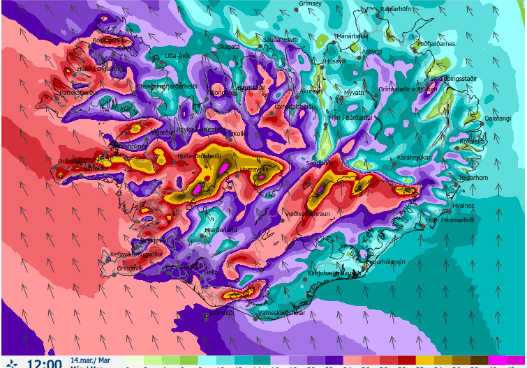 Skóla lýkur kl.13 í dag mánudag 14.mars