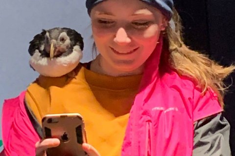 Þorgerður Una með Lunda vini sínum